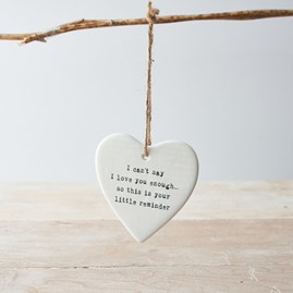 'I Can't Say...' Hanging Ceramic Heart Decoration 'I Can't Say...' Hanging Ceramic Heart Decoration