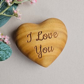 'I Love You' Engraved Wooden Heart