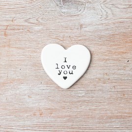 'I Love You' Porcelain Heart Token