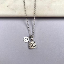 Personalised Solid Silver Owl Necklace