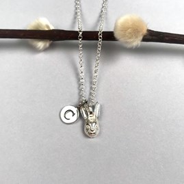 Personalised Solid Silver Hare Necklace