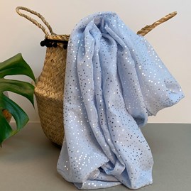 Light Blue Scarf With Metallic Dots Gifts For Women Scarves And Accessories Light Blue Scarf With Metallic Dots Silver