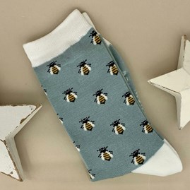 Ladies socks bamboo socks honey bee powder blue one size