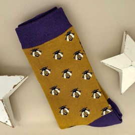 Men's Bamboo Honey Bees Socks in Yellow Men's socks father's day socks bamboo socks honey bees yellow one size