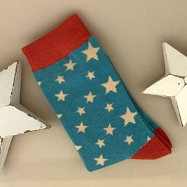 Bamboo Stars Socks in Light Teal Ladies socks bamboo socks star socks light teal one size