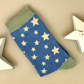 Ladies socks bamboo socks star socks blue one size