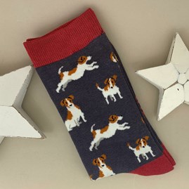 Men's socks father's day socks bamboo socks jack russell grey one size