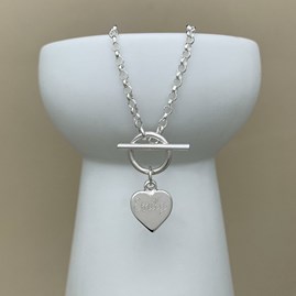 Engraved Sterling Silver Double Heart Charm Necklace Engraved Sterling Silver Double Heart Charm Necklace