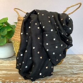 Black Scarf With Metallic Stars Black Scarf With Metallic Stars
