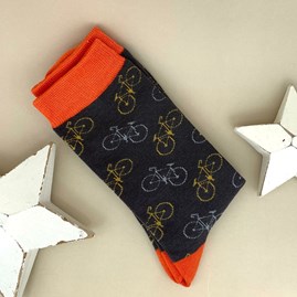 Men's Bamboo Little Bike Socks In Charcoal Men's socks father's day socks bamboo socks little bikes charcoal one size