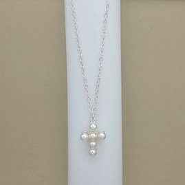 Pearl Cross Charm Necklace Christening Jewellery Baptism Holy Communion Confirmation Bridal Jewellery Wedding Jewellery