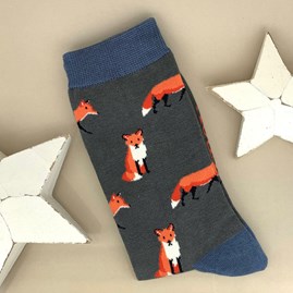 Men's socks father's day socks bamboo socks fox socks charcoal one size