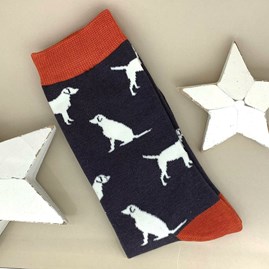 Men's Bamboo Labrador Socks in Grey Men's socks father's day socks bamboo socks labrador grey one size