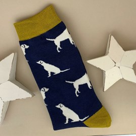 Men's Bamboo Labrador Socks in Navy Men's socks father's day socks bamboo socks labrador navy one size