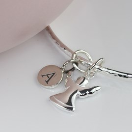 Personalised Guardian Angel Silver Charm Bangle Personalised Guardian Angel Silver Charm Bangle