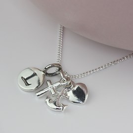 Personalised Faith, Hope And Charity Silver Necklace