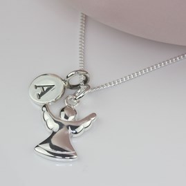 Personalised Guardian Angel Silver Charm Necklace Personalised Guardian Angel Silver Charm Necklace
