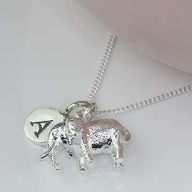 Personalised Necklace With Silver Elephant Charm Personalised Necklace With Silver Elephant Charm