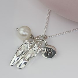 Personalised Ballet Shoe And Freshwater Pearl Necklace Personalised Ballet Shoe And Freshwater Pearl Necklace