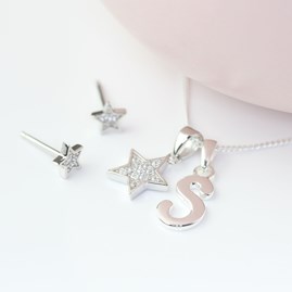 Personalised Children's Star Necklace And Earrings Set Personalised Children's Star Necklace And Earrings Set