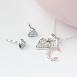 Personalised Children's Heart Necklace And Earrings Set Personalised Children's Heart Necklace And Earrings Set
