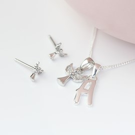 Personalised Children's Angel Necklace And Earrings Set Personalised Children's Angel Necklace And Earrings Set