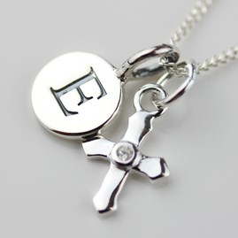 Personalised Silver Christening Cross Necklace Christening jewellery christening gift for girls christening necklace sterling silver cross letter