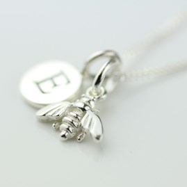 Personalised Miniature Silver Bee Necklace