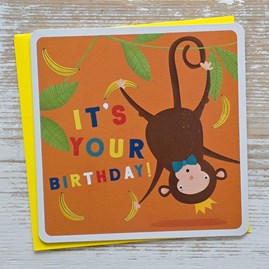 'It's Your Birthday!' Monkey Card Children's Fun Bright Colourful Birthday Greetings Card Monkey