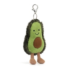 Jellycat Amuseable Avocado Bag Charm Jellycat bag charm Soft Cuddly Green Avocado Smiling Fluffy Keyring Bag Charm Brown Stone