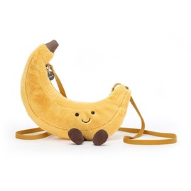 Jellycat Soft Cuddly Bag Thin Strap Cross Body Yellow Banana Brown Feet