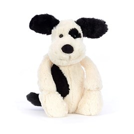 Jellycat Bashful Black & Cream Puppy Original Jellycat dog jellycat bashful black and cream puppy original soft toy plush