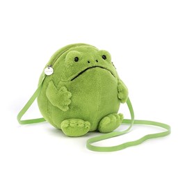 Jellycat frog frog jellycat ricky rain frog bag plush bright green grumpy long strap