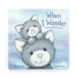 Jellycat cat book jellycat when i wonder story book illustrated book grey cat kitten
