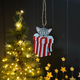 Kitten and Present Hanging Christmas Decoration Kitten and Present Hanging Christmas Decoration