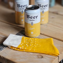 Mens gift Father's day gift lager novelty gifts for men beer socks yellow beer can packaging