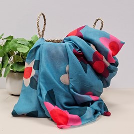 Large Flowers Scarf in Duck Egg Blue Contemporary Scarves Headscarves Spring Lightweight Mother's Day Gifts Birthday Gifts Floral Scarf