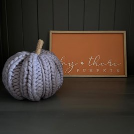 Large Light Grey Knitted Wool Pumpkin