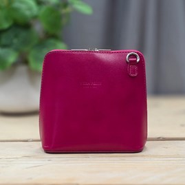 Leather Cross Body Handbag in Fuchsia Pink Leather Cross Body Handbags Crossbody Bags And Accessories Mother's Day Gifts Birthday Gifts