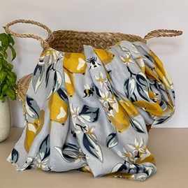 Lemon Tree Scarf in Silver Gifts For Women Scarves And Accessories Lemon Tree Scarf in Silver Fruity Print