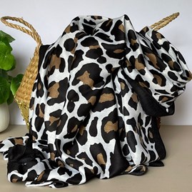 Leopard Print Black Border Scarf in Black and Beige Leopard Print Black Border Scarf in Black and Beige