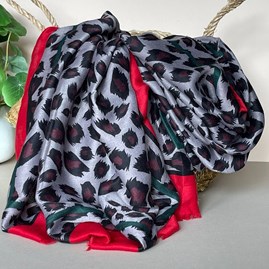 Leopard Print Scarf with Double Red and Green Border Gifts For Women Scarves And Accessories Leopard Print Scarf with Double Red and Green Border