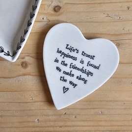 'Life's Truest Happiness...' Porcelain Coaster Home Decorations Homeware Gifts Sentiment Keepsake Gifts Porcelain Gifts Coaster