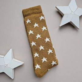 Long Welly Boot Socks with Stars in Mustard Yellow Warm Fluffy Snuggly Socks Gifts For Women Valentines Gifts Birthday Gifts Welly Boot Socks