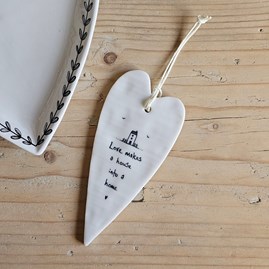 'Love Makes' Porcelain Hanging Heart Home Decorations Homeware Gifts Sentiment Keepsake Gifts Porcelain Gifts Hanging Heart