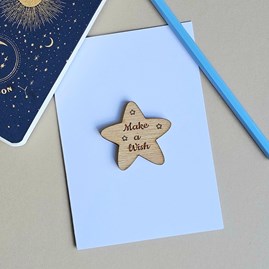 'Make A Wish' Star Pocket Token and Card Wooden Sentiment Token Wooden Keepsake Gift Sentiment Gifts Sentiment Greetings Card