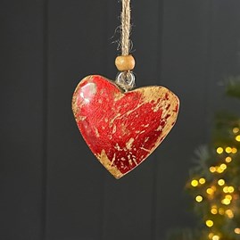 Christmas Hanging Decorations Christmas Gifts Wooden Hanging Enamel Heart In Red