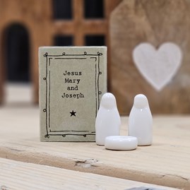 Matchbox Christmas Jesus, Mary And Joseph Christmas Table Decorations Festive Gifts Porcelain Gifts Ceramic Xmas Nativity Scene