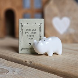 Matchbox Hippo 'Sending You Huge Hippo Hugs' Home Decorations Homeware Gifts Sentiment Keepsake Gifts Porcelain Gifts Matchbox Hippo