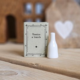 Matchbox Mini Vase 'Thanks A Bunch' Home Decorations Homeware Gifts Sentiment Keepsake Gifts Porcelain Gifts Matchbox Mini Vase